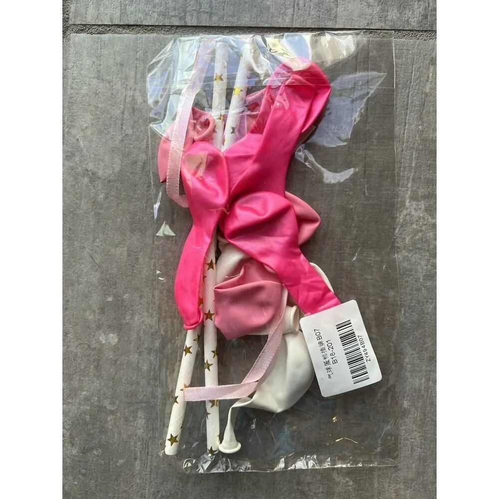 10 Piece Set Lot 5 Inch Pink Balloon Cake Topper Birthday Shower Wedding NEW
